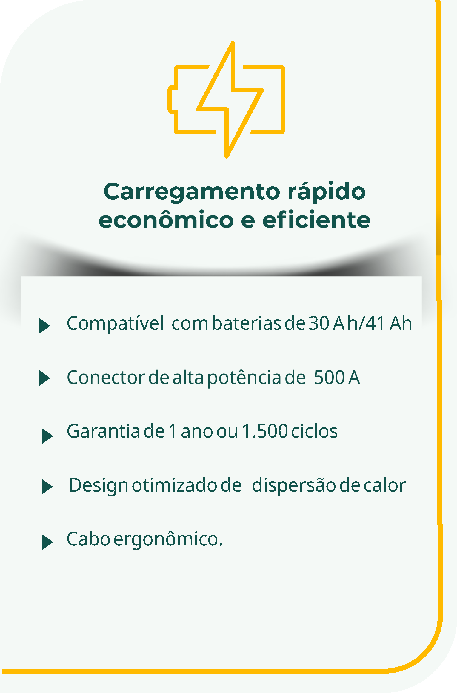 Carregamento rápido · econômico e eficiente